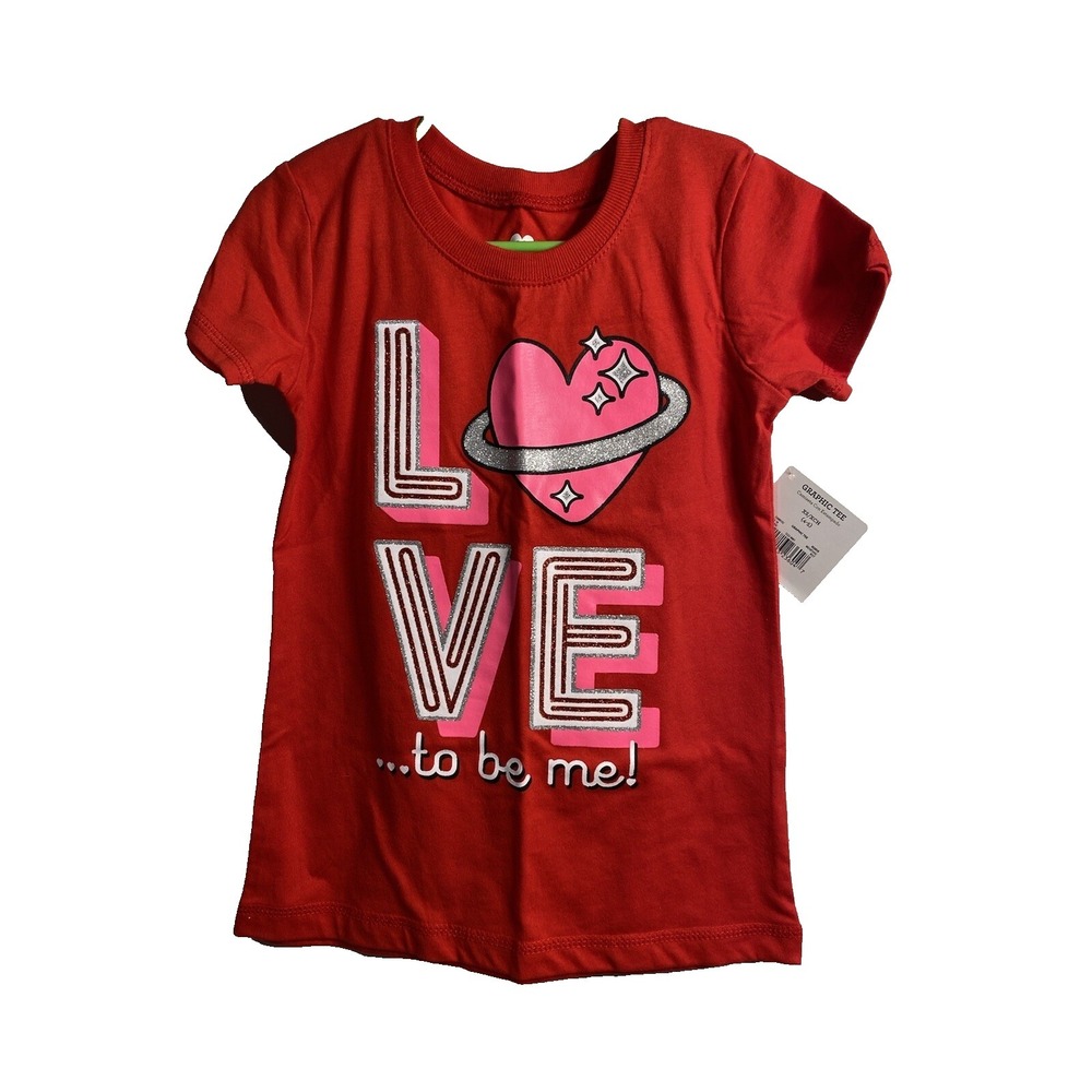 celebrate valentines day girls short sleeve LOVE shirt size XS extra small 4 5‎